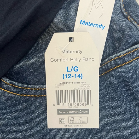 NWT Time and Tru Women's Maternity Over Belly Band Skinny Jeans Band Size large - Picture 7 of 12